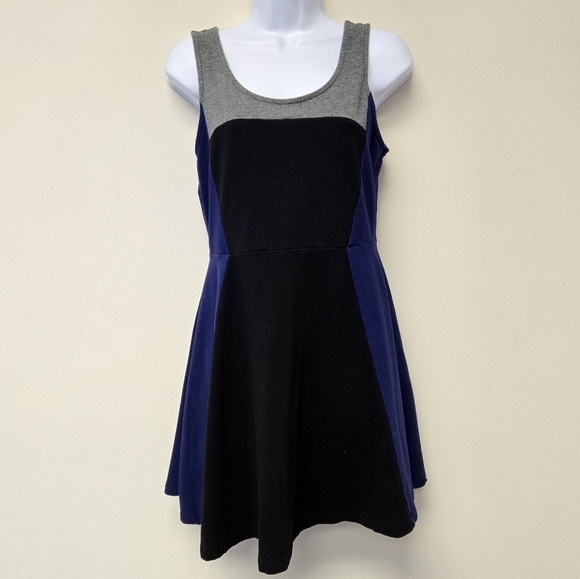 Express Color Block Skater Dess Blue L - Picture 8 of 8